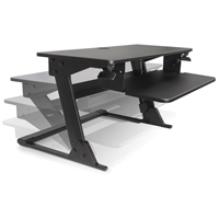 Goya™ Sit-Stand Workstation, Desktop Unit, 21" H x 35-2/5" W x 24" D, Black OP807 | Johnston Equipment