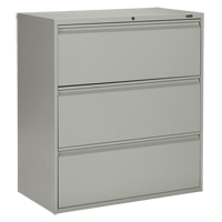 Lateral Filing Cabinet, Steel, 3 Drawers, 36" W x 19-1/4" D x 39-3/50" H, Grey OP907 | Johnston Equipment