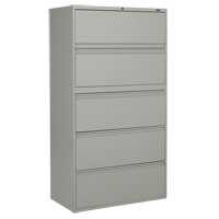 Lateral Filing Cabinet, Steel, 5 Drawers, 36" W x 19-1/4" D x 66-5/9" H, Grey OP908 | Johnston Equipment