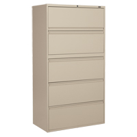 Lateral Filing Cabinet, Steel, 5 Drawers, 36" W x 19-1/4" D x 66-5/9" H, Beige OP911 | Johnston Equipment