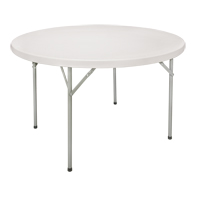 Folding Table, Round, 48" L x 48" W, Polyethylene, White OQ320 | Johnston Equipment