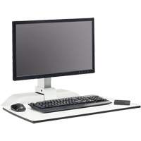 Soar™ Sit/Stand Electric Desk with Single Monitor Arm, Desktop Unit, 36" H x 27-3/4" W x 22" D, White OQ925 | Johnston Equipment