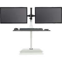 Soar™ Sit/Stand Electric Desk with Dual Monitor Arm, Desktop Unit, 37-1/4" H x 27-3/4" W x 22" D, White OQ926 | Johnston Equipment