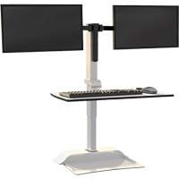 Soar™ Sit/Stand Electric Desk with Dual Monitor Arm, Desktop Unit, 37-1/4" H x 27-3/4" W x 22" D, White OQ926 | Johnston Equipment