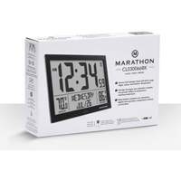 Horloge à réglage automatique à calendrier complet avec de très grands caractères, Numérique, À piles, Noir OR497 | Johnston Equipment