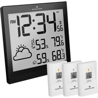 Self-Setting Weather Station and Clock, Digital, Battery Operated, Black OR504 | Johnston Equipment