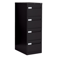 Vertical Filing Cabinet with Recessed Drawer Handles, 4 Drawers, 18.15" W x 26.56" D x 52" H, Black OTE624 | Johnston Equipment