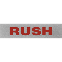 "Rush" Special Handling Labels, 5" L x 2" W, Black on Red PB418 | Johnston Equipment