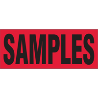 "Samples" Special Handling Labels, 5" L x 2" W, Black on Red PB424 | Johnston Equipment