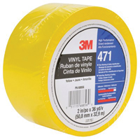 471 Vinyl Tape, 50.8 mm (2") W x 32.9 m (108') L, 5.3 mils, Yellow PB658 | Johnston Equipment