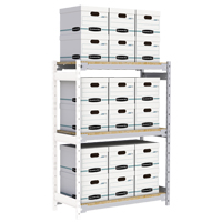 Wide Span Record Storage Shelving, Steel, 3 Shelves, 42" W x 18" D x 60" H, Add-On Kit RN148 | Johnston Equipment