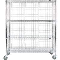Enclosed Wire Shelf Cart, Chrome Plated, 60" x 69" x 24", 800 lbs. Capacity RN564 | Johnston Equipment