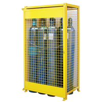 Gas Cylinder Cabinets, 10 Cylinder Capacity, 44" W x 30" D x 74" H, Yellow SAF837 | Johnston Equipment