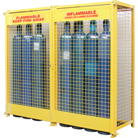 Gas Cylinder Cabinets, 20 Cylinder Capacity, 88" W x 30" D x 74" H, Yellow SAF848 | Johnston Equipment