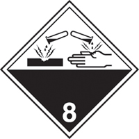 Étiquettes d'expédition TMD matières corrisives, 4" lo x 4" la, Noir sur blanc SAG882 | Johnston Equipment