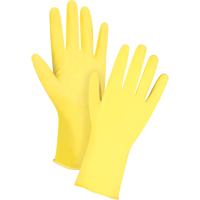 Premium Canary Yellow Chemical-Resistant Gloves, Size Small/7, 12" L, Rubber Latex, Flock-Lined Inner Lining, 15-mil SEF204 | Johnston Equipment