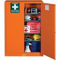 Emergency Preparedness Storage Cabinets, Steel, 4 Shelves, 65" H x 43" W x 18" D, Orange SEG861 | Johnston Equipment