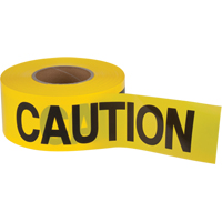 "Caution" Barricade Tape, English, 3" W x 1000' L, 1.5 mils, Black on Yellow SEK397 | Johnston Equipment