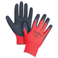 Black & Red Crinkle Grip Coated Gloves, 9/Large, Rubber Latex Coating, 13 Gauge, Polyester Shell SFM543 | Johnston Equipment