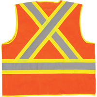 5-Point Tear-Away Premium Safety Vest , High Visibility Orange, Large/X-Large, Polyester, CSA Z96 Class 2 - Level 2 SFQ532 | Johnston Equipment