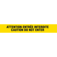 Barricade Tape, Bilingual, 3" W x 1000' L, 3 mils, Black on Yellow SGC185 | Johnston Equipment