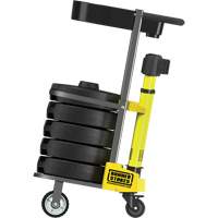 PLUS Barrier Post Cart Kit with Tray, 75' L, Metal, Yellow SGI793 | Johnston Equipment