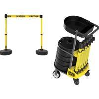 PLUS Barrier Post Cart Kit with Tray, 75' L, Metal, Yellow SGI791 | Johnston Equipment