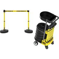 PLUS Barrier Post Cart Kit with Tray, 75' L, Metal, Yellow SGI795 | Johnston Equipment