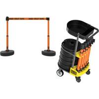 PLUS Barrier Post Cart Kit with Tray, 75' L, Metal, Orange SGI810 | Johnston Equipment