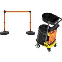 PLUS Barrier Post Cart Kit with Tray, 75' L, Metal, Orange SGI811 | Johnston Equipment