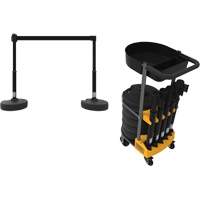 PLUS Barrier Post Cart Kit with Tray, 75' L, Metal, Black SGI812 | Johnston Equipment