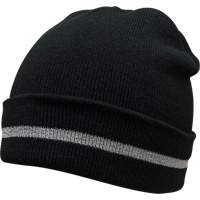 Knit Hat with Silver Reflective Stripe, One Size, Black SGJ105 | Johnston Equipment