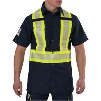 Ripstop High Visibility Short Sleeved Shirt, Polyester, Small, Navy Blue SGN915 | Johnston Equipment