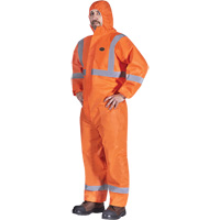 Hooded Coveralls with Reflective Tape, Small, Orange, SMS SGP701 | Johnston Equipment