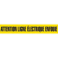Ruban pour barricade "Attention Ligne Électrique Enfouie", Français, 3" la x 1000' lo, Noir sur jaune SGQ360 | Johnston Equipment