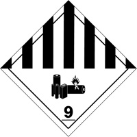 Étiquettes de manutention de matières dangereuses du département des Transports, 4" lo x 4" la, Noir sur blanc SGQ530 | Johnston Equipment