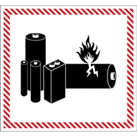 Étiquettes de manutention de matières dangereuses, 4-1/2" lo x 5-1/2" la, Noir/rouge SGQ532 | Johnston Equipment