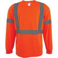 Chemise de sécurité à manches longues, Polyester, 2T-Grand, Orange haute visibilité SGS064 | Johnston Equipment