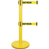 Dual Belt Crowd Control Barrier, Steel, 35" H, Yellow Tape, 7' Tape Length SHA667 | Johnston Equipment