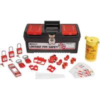 Electrical Lockout Tagout Kit with Nylon Safety Lockout Padlocks in Toolbox, Electrical Kit, 33 Components SHB336 | Johnston Equipment