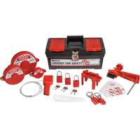 Lockout Tagout Kit with Aluminum Safety Padlocks in Toolbox, Valve Kit, 32 Components SHB337 | Johnston Equipment