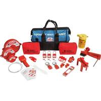 Lockout Tagout Kit with Nylon Safety Lockout Padlocks in Duffel Bag, Electrical/Valve Kit, 31 Components SHB338 | Johnston Equipment