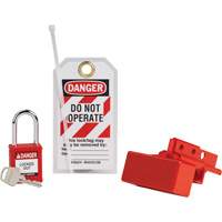 BatteryBlock Forklift Power Connector Lockout with Nylon Safety Padlock, Electrical Kit, 3 Components SHB342 | Johnston Equipment