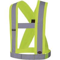4" Wide Adjustable Safety Sash, CSA Z96 Class 1, High Visibility Lime-Yellow, Silver Reflective Colour, One Size SHC856 | Johnston Equipment