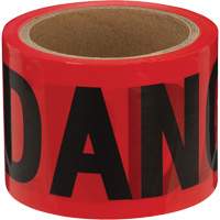 Danger Tape, Bilingual, 3" W x 200' L, 1.5 mils, Black on Red SHE797 | Johnston Equipment