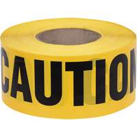 Caution Tape, English, 3" W x 1000' L, 1.5 mils, Black on Yellow SHE798 | Johnston Equipment
