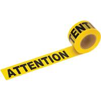 Ruban d’avertissement pour barricades, Bilingue, 3" la x 1000' lo, 1,5 mil, Noir sur jaune SHE799 | Johnston Equipment