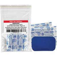 Blue Adhesive Bandages, Rectangular/Square, 3", Fabric Metal Detectable, Non-Sterile SHG048 | Johnston Equipment