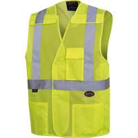 Mesh Safety Vest with 2" Tape, High Visibility Lime-Yellow, 4X-Large/5X-Large, Polyester, CSA Z96 Class 2 - Level 2 SHI028 | Johnston Equipment