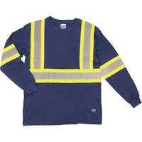 Long Sleeve Safety T-Shirt, Cotton, X-Small, Navy Blue SHJ014 | Johnston Equipment